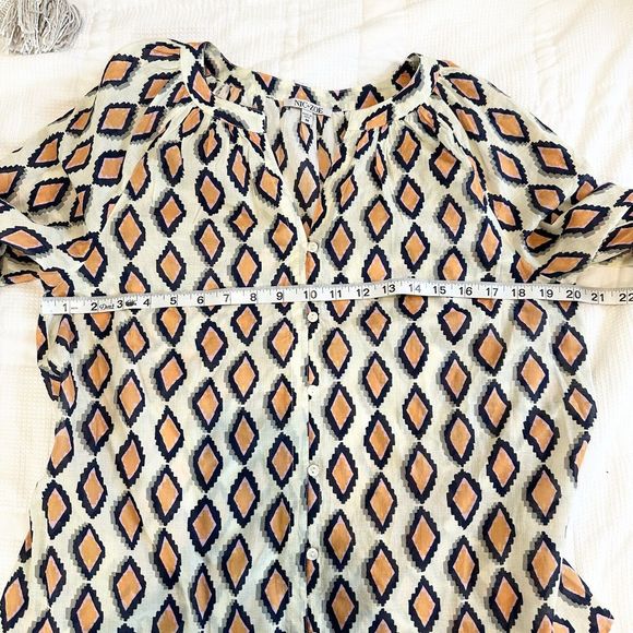 Womens Nic and Zoe Medium Geometric Top Blouse 100% Cotton Ethically Made - Picture 10 of 12